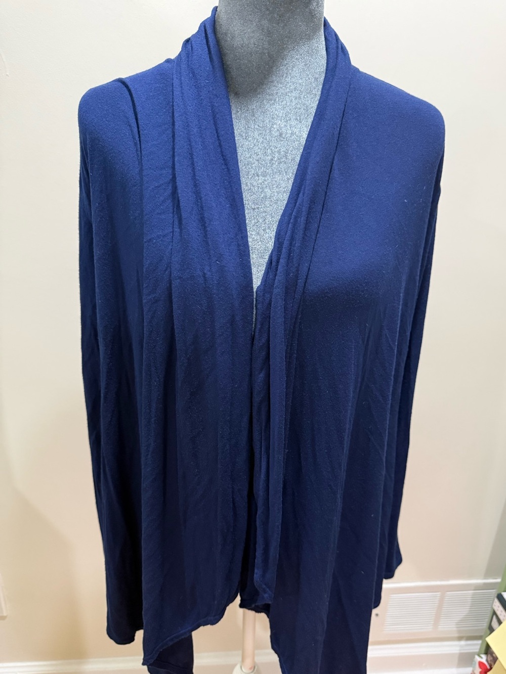 Alfani Deep Navy Draped Open-Front Cardigan